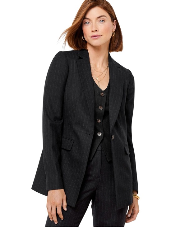 Talbots Jackets & Blazers - Talbots Luxe Wool Blend Blazer Women's 20W Navy Pinstripe NWT